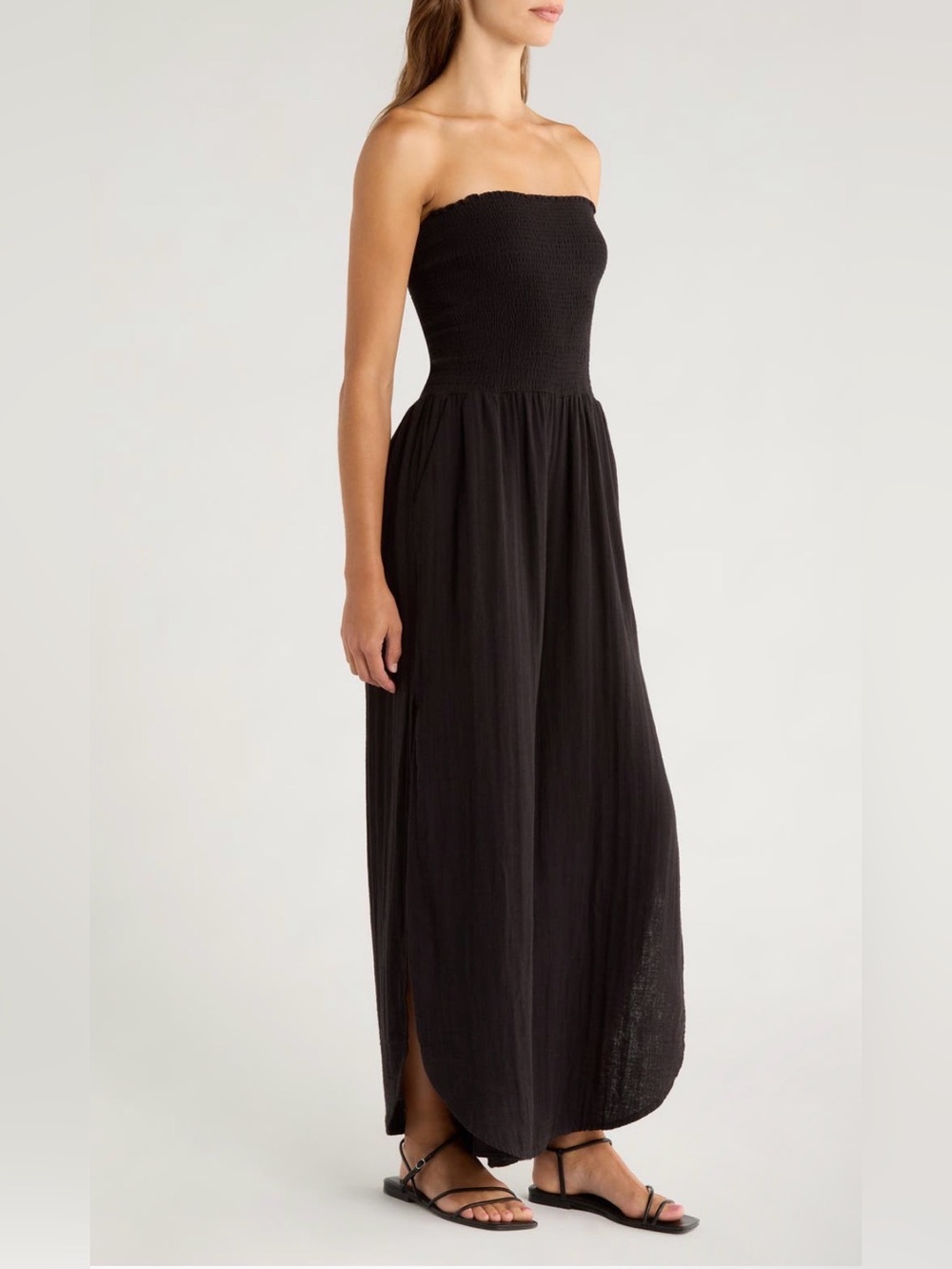 🖤 NWT! Elan Lightweight Cotton Strapless Black Jumpsuit - Picture 2 of 10